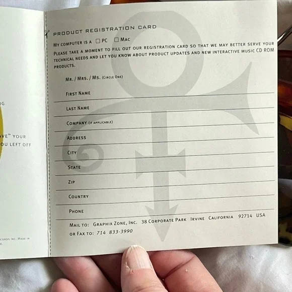 SALE Prince Interactive 1994 CD-ROM for Mac/PC with Jewel Case Registration Card - Picture 7 of 16